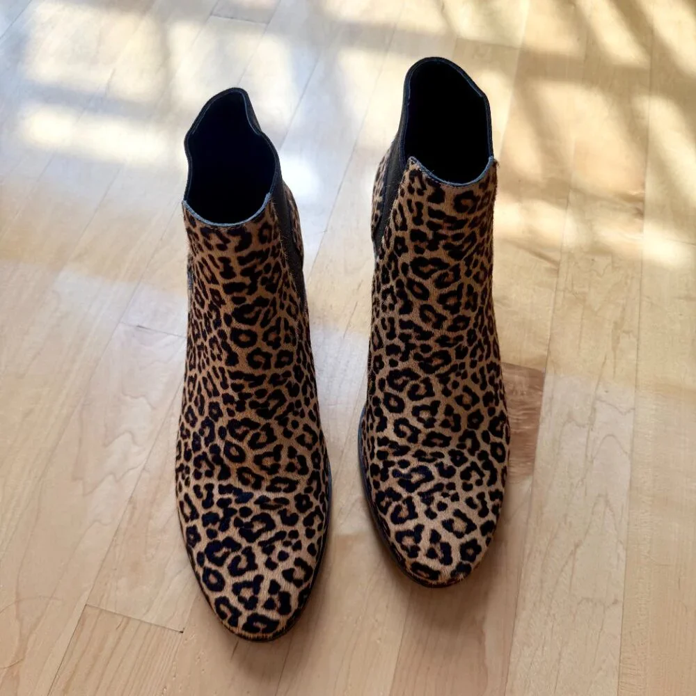Cole Haan Gia Ankle Boots in Leopard Calf Hair Size 8.5